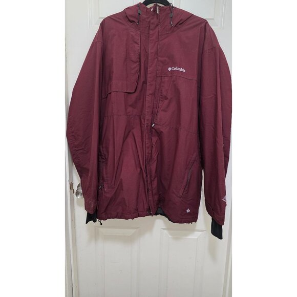 Columbia Men's Burgundy Hooded Quilted Winter Jacket Adjustable Cuffs Size XL - Picture 2 of 10